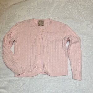EUC The Beaufort Bonnet Co. Pink Cable Knit Cardigan Sweater size 5